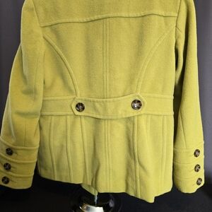 St. John's Bay Women's Double-Breasted Pea Coat Lime Green – Size Small 70% Wool